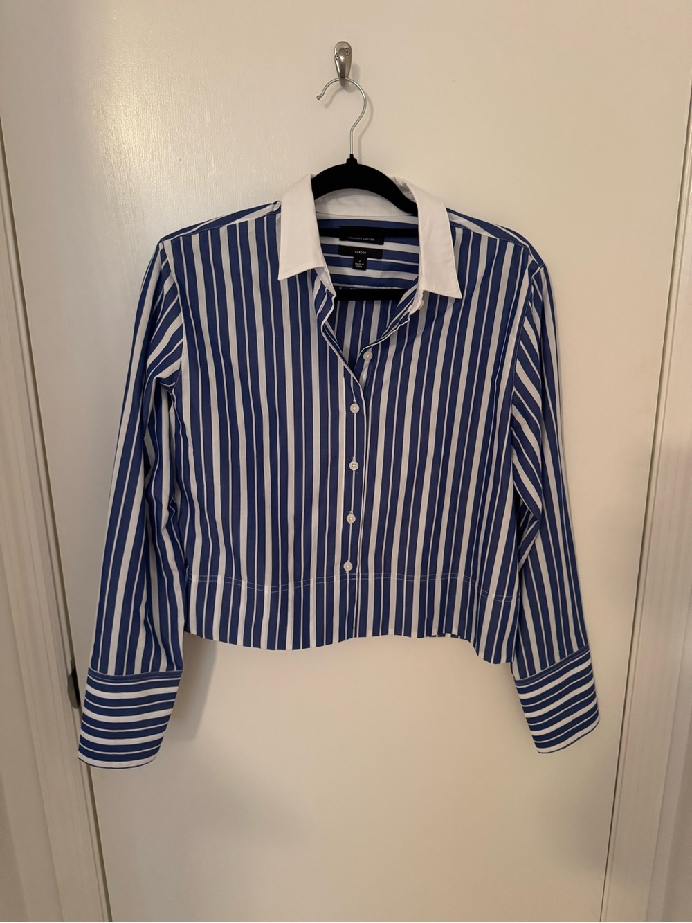 J. Crew Blue and White Striped Button-Down Shirt